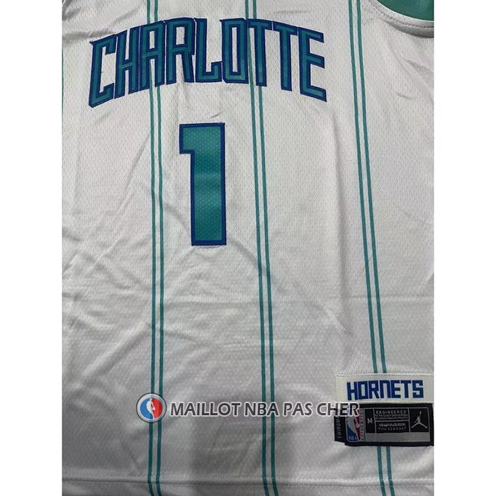 Maillot Enfant Charlotte Hornets Lamelo Ball NO 1 Association 2022-23 Blanc